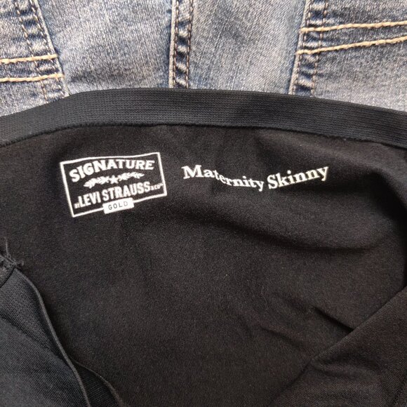 Levi Strauss Womens Maternity Jeans Skinny Stretch Belly Panel Denim Blue Size M - Picture 3 of 5